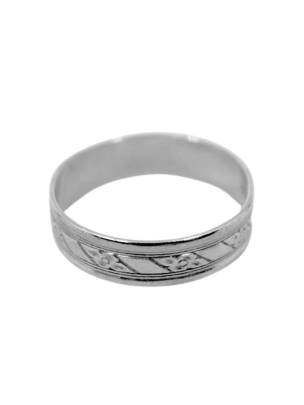 VINTAGE UNCAS STERLING SILVER BAND RING w/SCROLL Size 5.75